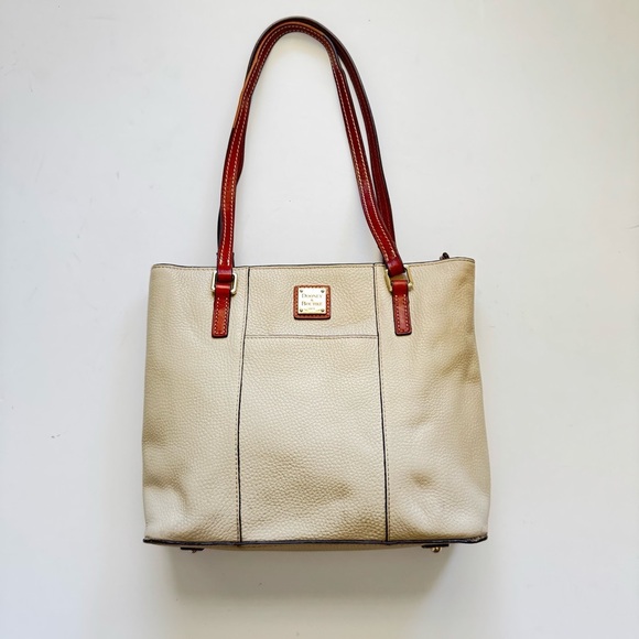 Dooney & Burke Cream Pebble Grain Lexington Shoulder Tote Bag - Picture 1 of 15